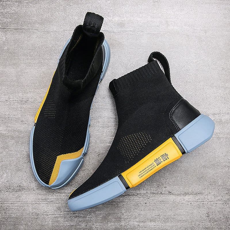 image-Men's Flying Woven Shoes Breathable High Top