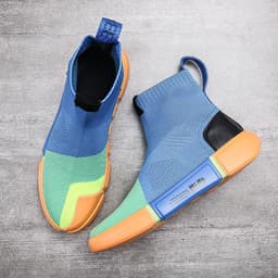 image-Men's Flying Woven Shoes Breathable High Top