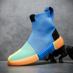image-Men's Flying Woven Shoes Breathable High Top