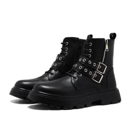 image-Round Head High Top Medium Thick Bottom Men's Middle Heel Side Zipper Martin Boots