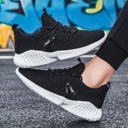 image-Men's Black Sports Men's Casual Canvas Shoes