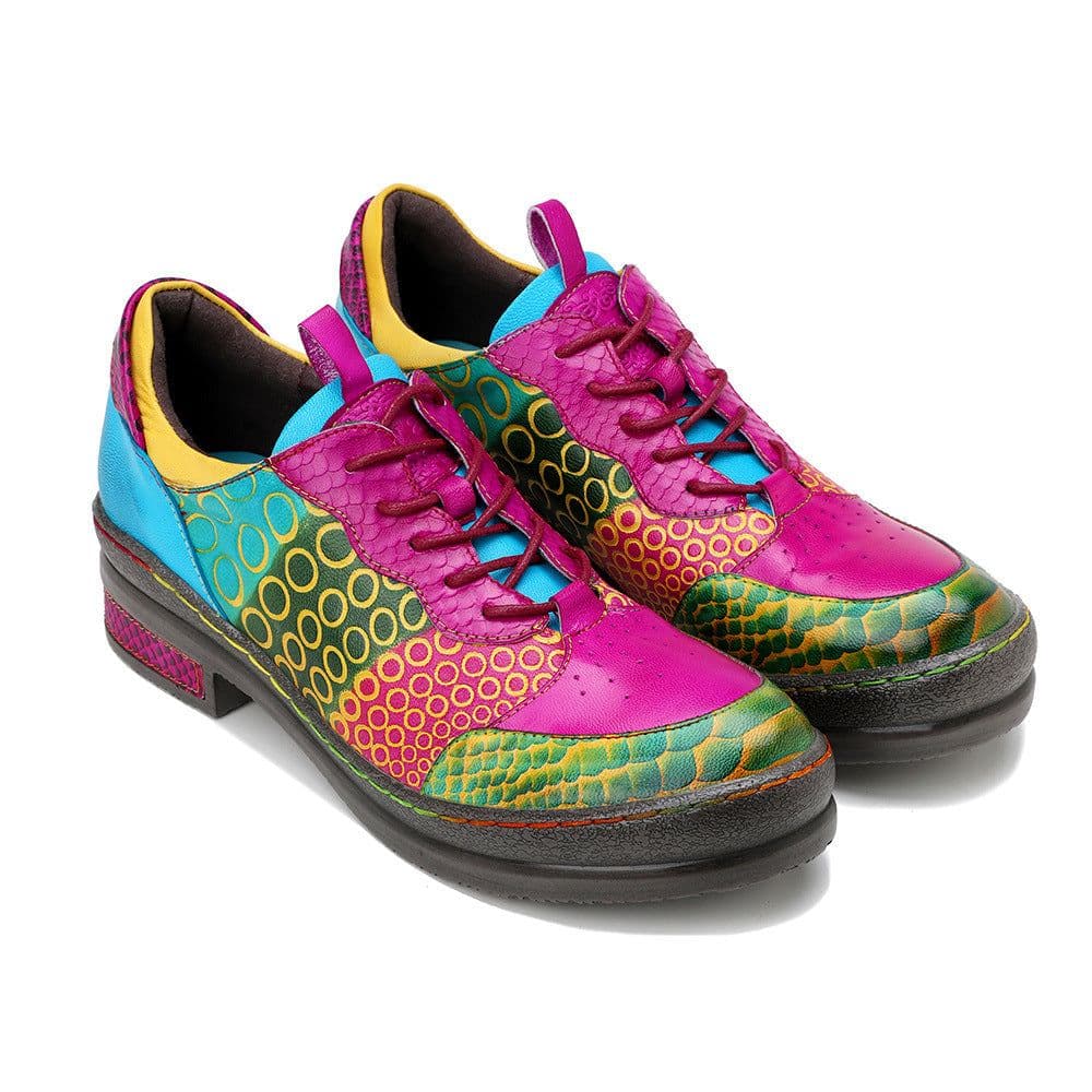 image-Leather Vintage Contrast Casual Lefu Shoes