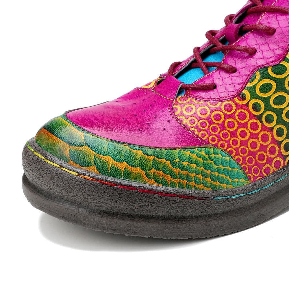 image-Leather Vintage Contrast Casual Lefu Shoes