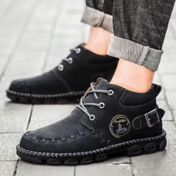 image-New Mid-top Men's Zipper Martin Boots Wear-resistant And Breathable