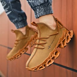 image-Mens Fashion Casual Microfiber Leather Upper Sneakers