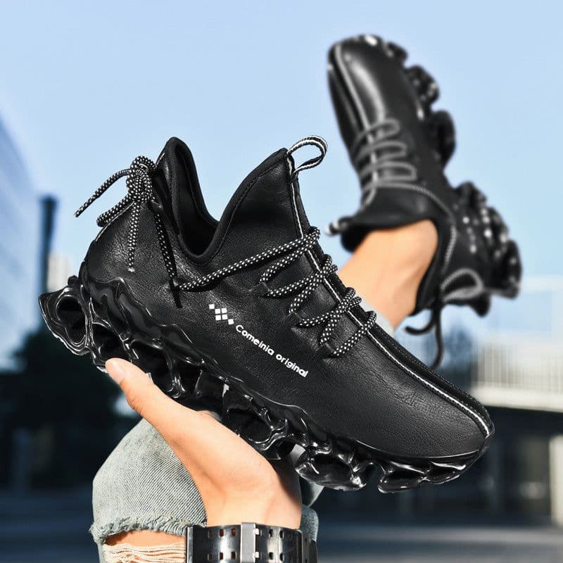 image-Mens Fashion Casual Microfiber Leather Upper Sneakers