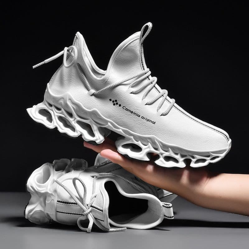image-Mens Fashion Casual Microfiber Leather Upper Sneakers