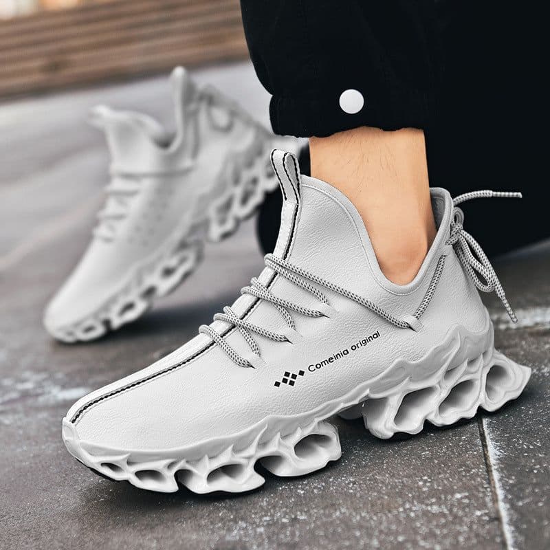 image-Mens Fashion Casual Microfiber Leather Upper Sneakers