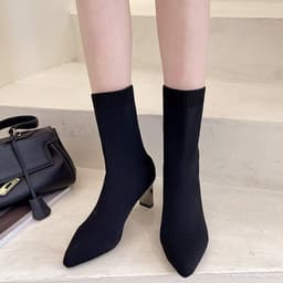 image-Autumn And Winter New Knitted High Heel Short Boots