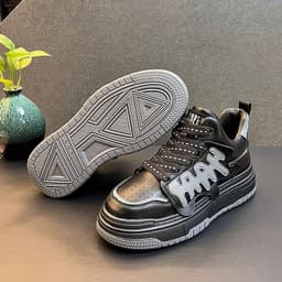 image-Young Men's Trendy Casual White Sneakers