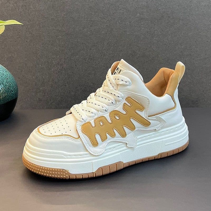image-Young Men's Trendy Casual White Sneakers
