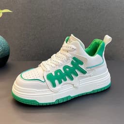 image-Young Men's Trendy Casual White Sneakers