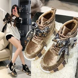image-Color-blocking High-top New Bow Sneakers