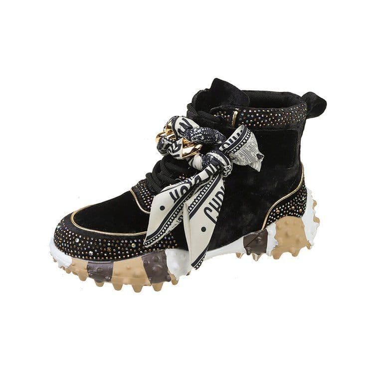 image-Color-blocking High-top New Bow Sneakers