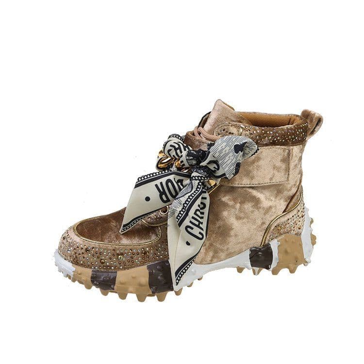 image-Color-blocking High-top New Bow Sneakers