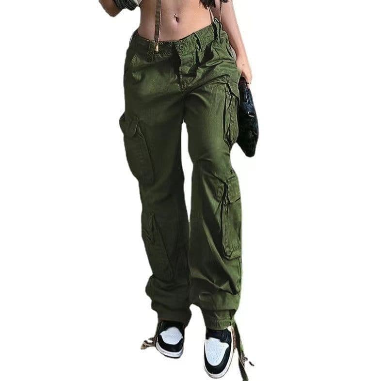 image-Street Hip-hop Trousers With Pockets Low Waist Overalls Fashion Casual Cargo Pants