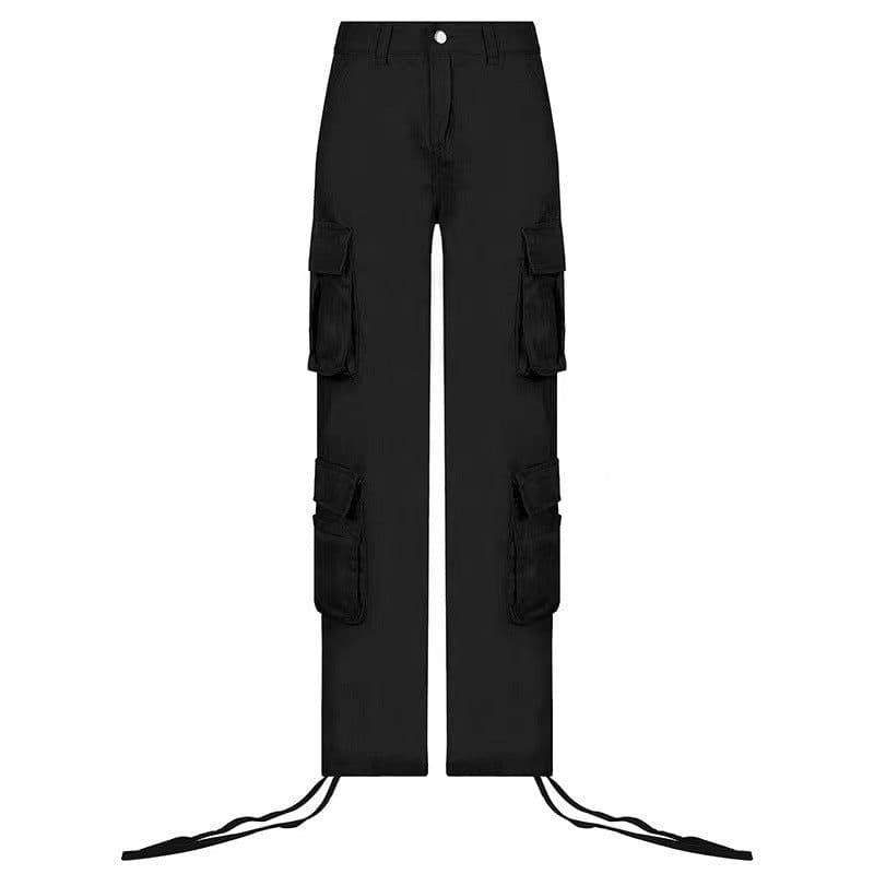 image-Street Hip-hop Trousers With Pockets Low Waist Overalls Fashion Casual Cargo Pants