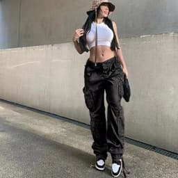 image-Street Hip-hop Trousers With Pockets Low Waist Overalls Fashion Casual Cargo Pants