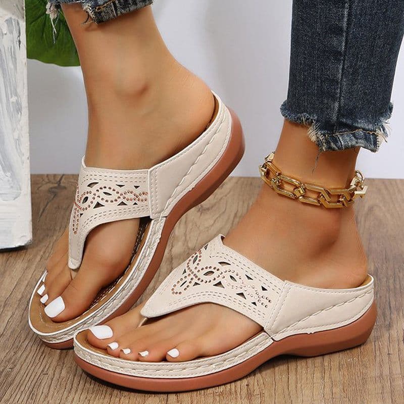 image-Clip Toe Wedge Sandals Women Summer Flip Flops Slippers Beach Shoes