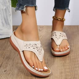 image-Clip Toe Wedge Sandals Women Summer Flip Flops Slippers Beach Shoes