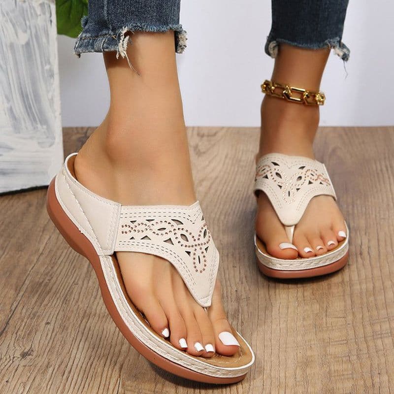 image-Clip Toe Wedge Sandals Women Summer Flip Flops Slippers Beach Shoes