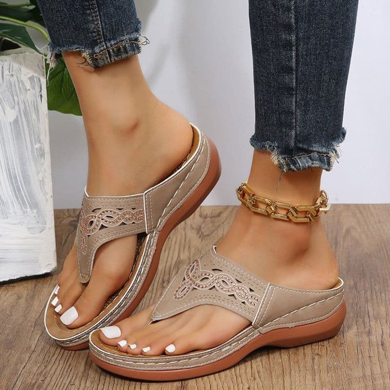 image-Clip Toe Wedge Sandals Women Summer Flip Flops Slippers Beach Shoes