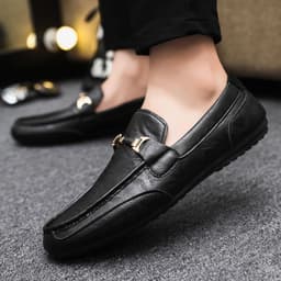 image-Summer Breathable Versatile Slip-on Lazy Casual British Leather Shoes