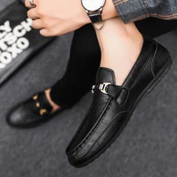 image-Summer Breathable Versatile Slip-on Lazy Casual British Leather Shoes