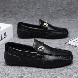 image-Summer Breathable Versatile Slip-on Lazy Casual British Leather Shoes