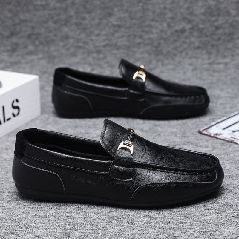 image-Summer Breathable Versatile Slip-on Lazy Casual British Leather Shoes