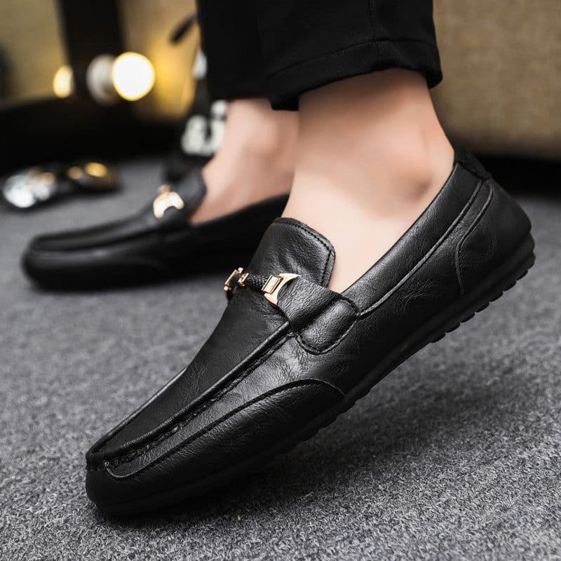 image-Summer Breathable Versatile Slip-on Lazy Casual British Leather Shoes