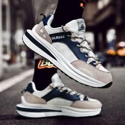 image-Men's Shoes Niche Platform Waffle Shoes Retro Height Leisure Dad Shoes