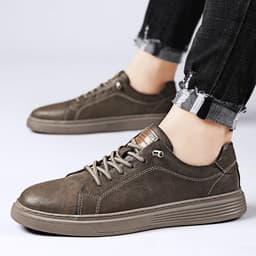 image-Men's Shoes Cowhide Board Shoes British Low-top