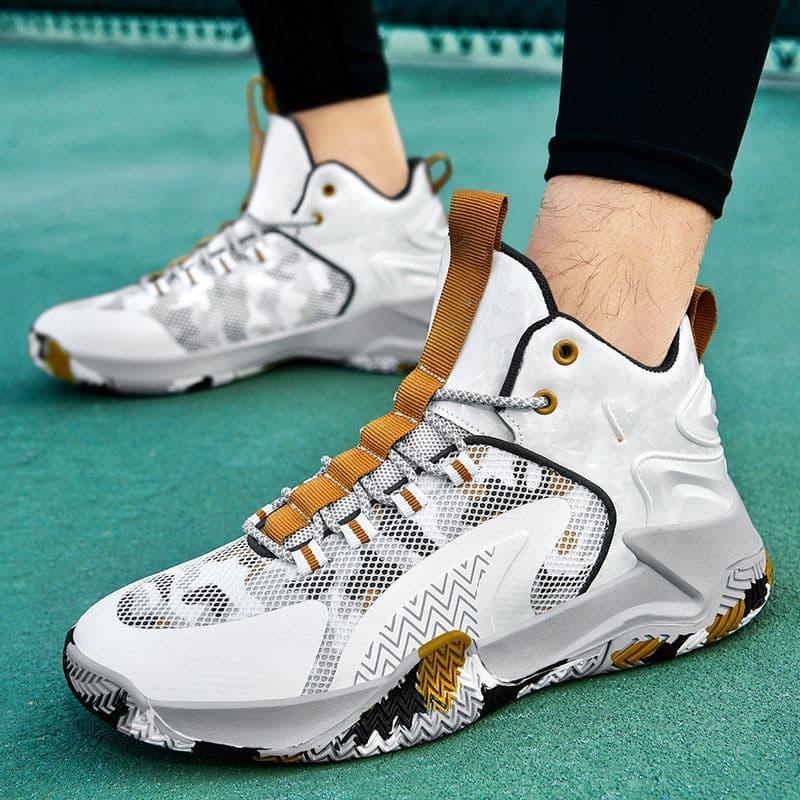 image-Mesh Large Size High-top Basketball Shoes Student Running