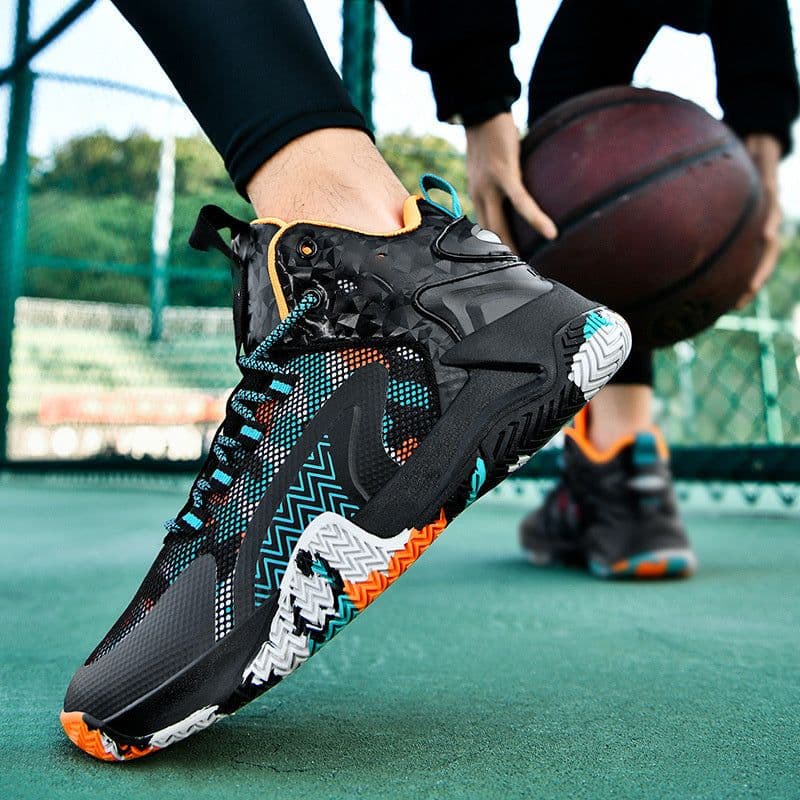 image-Mesh Large Size High-top Basketball Shoes Student Running