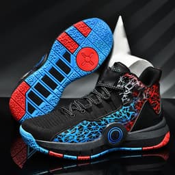 image-Mesh Large Size High-top Basketball Shoes Student Running