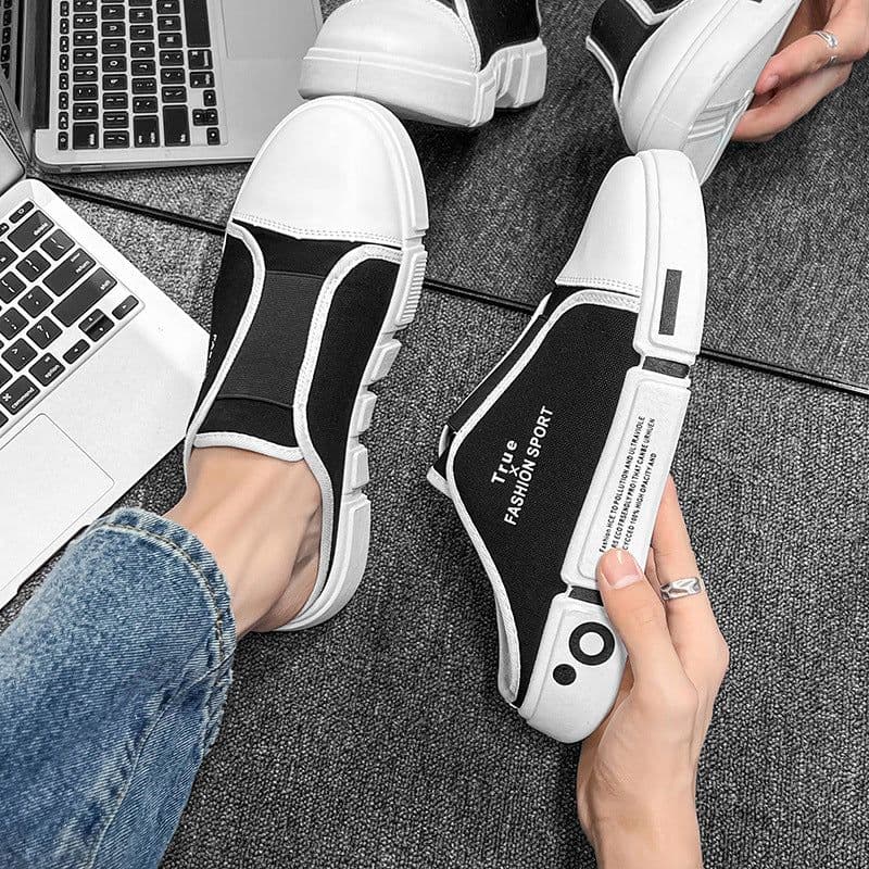 image-Outdoor Flats Slippers Breathable Lightweight Half Closed Toe Shoes Men