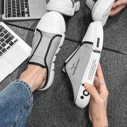 image-Outdoor Flats Slippers Breathable Lightweight Half Closed Toe Shoes Men