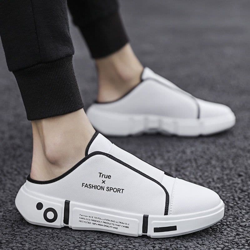 image-Outdoor Flats Slippers Breathable Lightweight Half Closed Toe Shoes Men