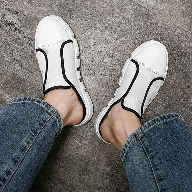 image-Outdoor Flats Slippers Breathable Lightweight Half Closed Toe Shoes Men