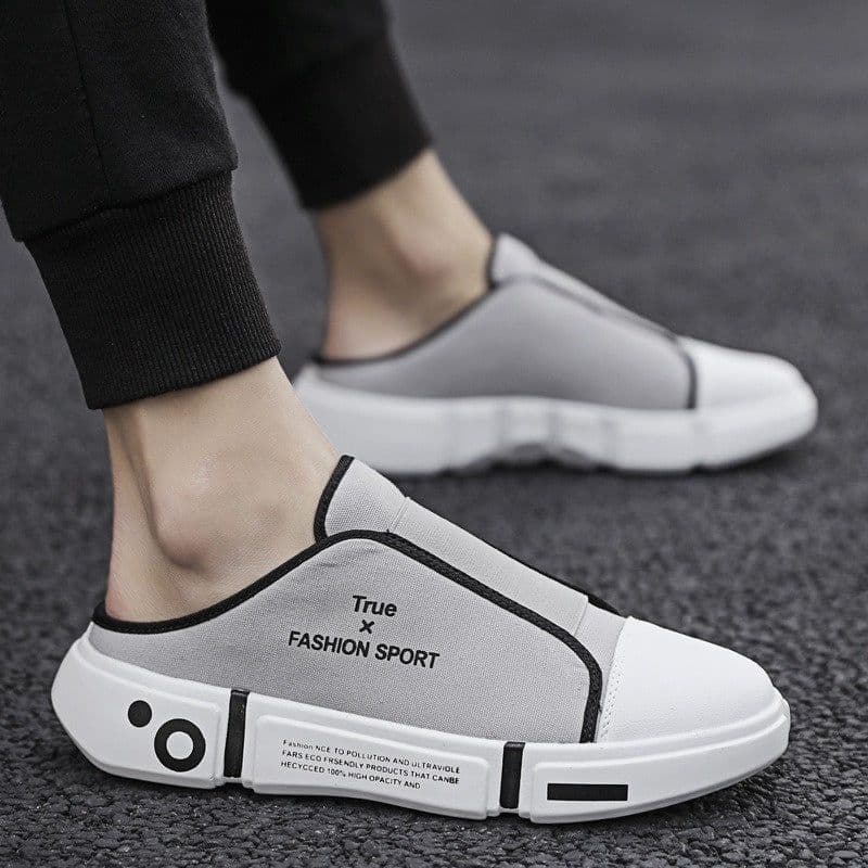 image-Outdoor Flats Slippers Breathable Lightweight Half Closed Toe Shoes Men