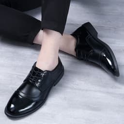 image-Business Formal Wear British Black Soft End Leather Shoes Men