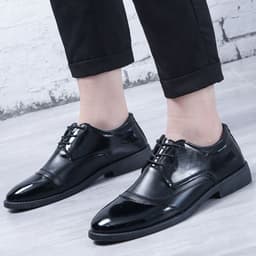 image-Business Formal Wear British Black Soft End Leather Shoes Men