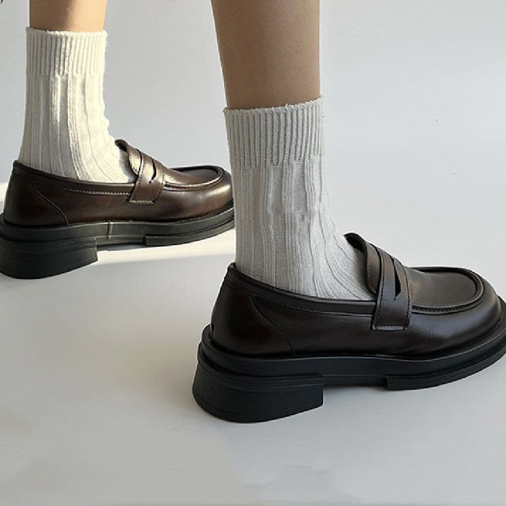image-Vintage Leather Shoes With Platforms
