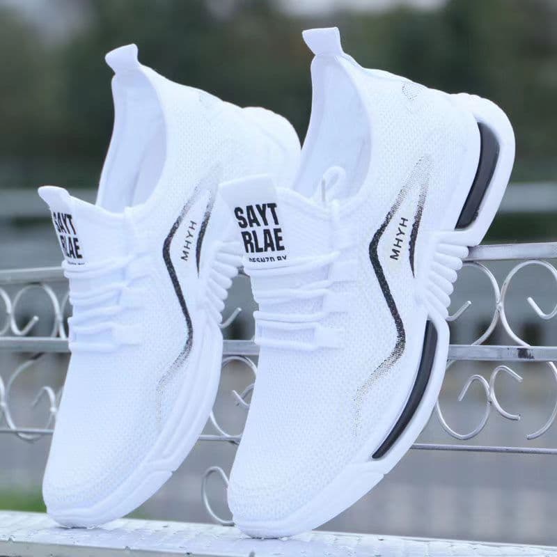 image-Men's Shoes Summer Sneakers Breathable White Flying Woven Breathable Casual