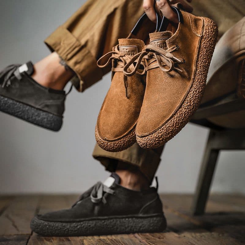 image-Men's Leather Casual Shoes Lace Up Non-slip Soft Sole