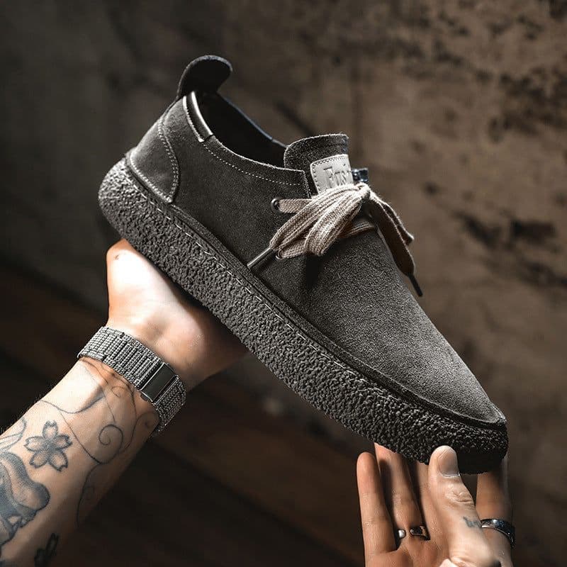 image-Men's Leather Casual Shoes Lace Up Non-slip Soft Sole