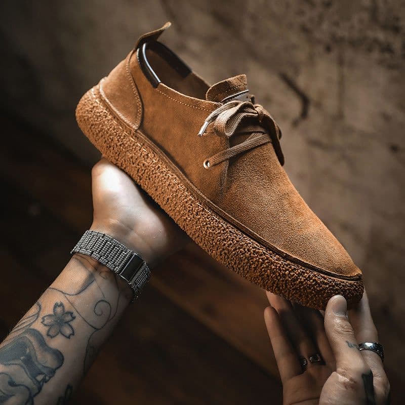 image-Men's Leather Casual Shoes Lace Up Non-slip Soft Sole