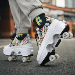 image-Male And Female Adult Four Wheel Deformation Shoes Student Sports Shoes With Light Pulley