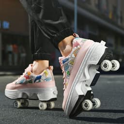 image-Male And Female Adult Four Wheel Deformation Shoes Student Sports Shoes With Light Pulley